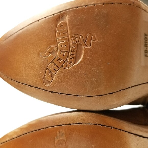 FREEBIRD by Steven Riot Tan Suede Tied Chunky Heel Ankle Cowgirl Boots Womens 6 - Picture 8 of 11
